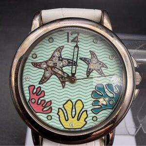 Starfish Rhinestone Ladies Watch Underwater Ocean Beach Summer Fish Coral 35mm